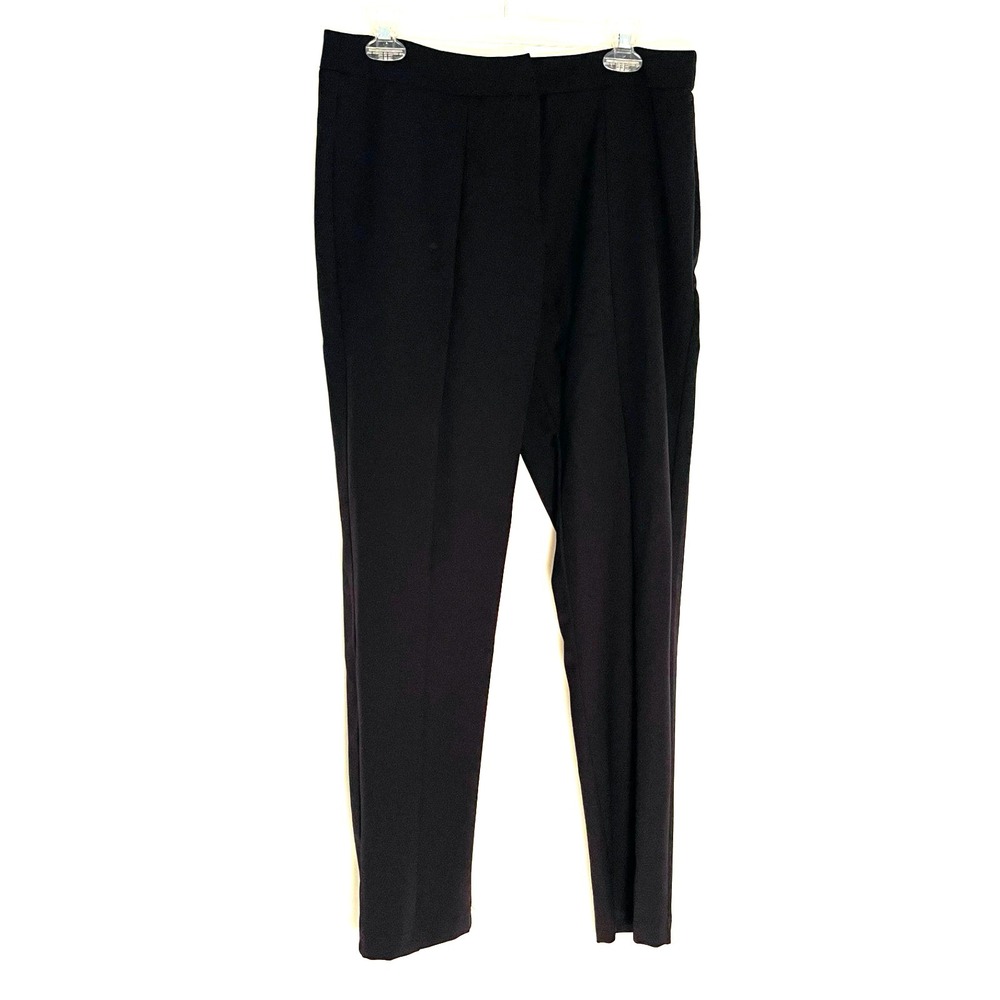 RACHEL ZOE Womens Black Dress Pants Size 14 Front Sewn Creases Straight Slim Leg